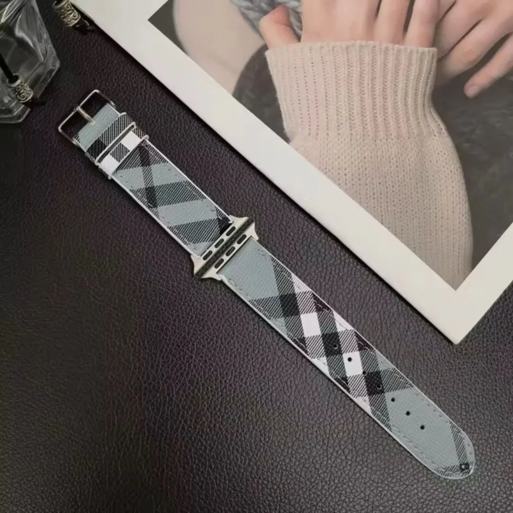 Leather Plaid Apple Watch Band 38/40/41/42/44 - Picture 8 of 16